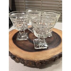 Set Of 2 Colony Park Lane Clear Champagne Sherbet  4 1/4" Square Foot